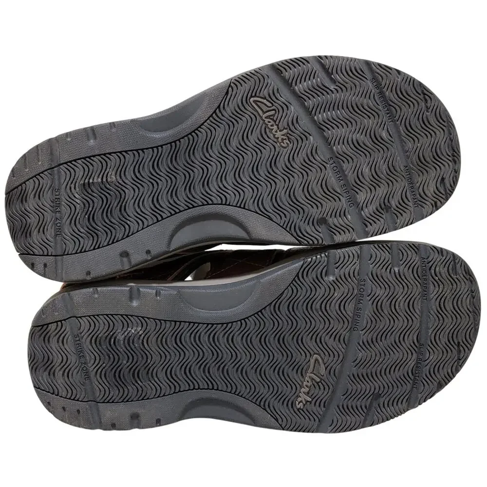 Clarks Men Guideview Cove Fisherman Sandals Size US 7M Dark Brown Leather